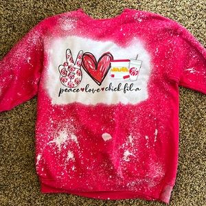 Red bleached Chick fil a Sweatshirt